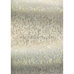 Flat Foil Espalier | Champagne Pearl Chiffon with Gold foiled floral vine pattern - curled | PaperSource