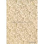 Flat Foil Espalier | Champagne Pearl Chiffon with Gold foiled floral vine pattern | PaperSource