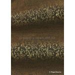 Flat Foil Espalier Chocolate Brown Chiffon with Gold foiled design, handmade recycled paper | PaperSource