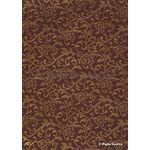 Flat Foil Espalier | Claret Chiffon with Gold foiled floral vine pattern | PaperSource