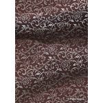 Flat Foil Espalier | Claret Chiffon with Silver foiled floral vine pattern - curled | PaperSource