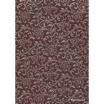 Flat Foil Espalier Claret Chiffon with Silver foiled design, handmade recycled paper | PaperSource