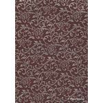Flat Foil Espalier | Claret Chiffon with Silver foiled floral vine pattern | PaperSource