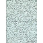 Flat Foil Espalier | Ice Blue Chiffon with Silver foiled floral vine pattern | PaperSource