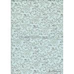 Flat Foil Espalier Ice Blue Chiffon with Silver foiled design, handmade recycled paper | PaperSource