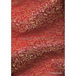 Flat Foil Espalier Red Chiffon with Gold foiled design, handmade recycled paper | PaperSource