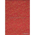 Flat Foil Espalier | Red Chiffon with Gold foiled floral vine pattern | PaperSource