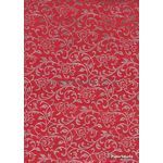Flat Foil Espalier | Silver Foil on Red Chiffon 120gsm A4 paper | PaperSource