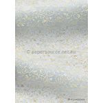 Flat Foil Espalier | White Chiffon with Gold foiled floral vine pattern - curled | PaperSource