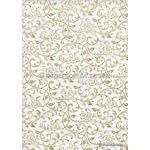 Flat Foil Espalier | White Chiffon with Gold foiled floral vine pattern | PaperSource