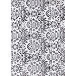 Flat Foil Crest | Black Foil Damask pattern on White Matte Chiffon A4 | PaperSource