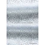 Flat Foil Crest | Silver Foil Damask pattern on White Matte Chiffon A4 - curled | PaperSource