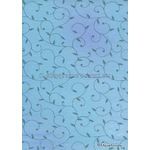 Chiffon Print | Luxe Baby Blue Chiffon with Delicate Silver Swirly Vine pattern on A4 | PaperSource
