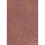 Chiffon Print | Luxe Chocolate Brown Chiffon with Delicate Silver Swirly Vine pattern on A4 | PaperSource