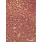 Chiffon Print | Luxe Terracotta Red Chiffon with Delicate Silver Swirly Vine pattern on A4 | PaperSource