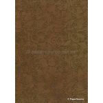 Chiffon Print | Rosebud Chocolate Brown Chiffon with Gold Glitter Rosebud Floral pattern, A4 | PaperSource