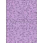 Chiffon Print | Rosebud Lilac Purple Chiffon with Silver Glitter Floral Vine pattern, A4 | PaperSource