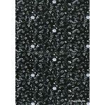 Chiffon Print | Periwinkle Black Chiffon with Grey and White Floral pattern, A4 | PaperSource