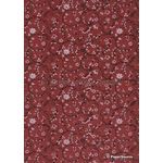Chiffon Print | Periwinkle Maroon Deep Red Chiffon with Black Vines and delicate White Flower pattern, A4 | PaperSource