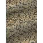 Chiffon Print | Rose Chocolate Chiffon with Ivory and Brown Floral pattern outlined in Gold Glitter, A4 - curled | PaperSource