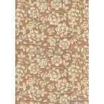 Chiffon Print | Rose Mink Brown Chiffon with Ivory and Brown Floral pattern outlined in Gold Glitter, A4 | PaperSource