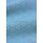 Chiffon Print | Daisy Circles Blue Chiffon with Deeper Blue Circle Floral pattern with Silver Glitter highlights, A4 - curled | PaperSource