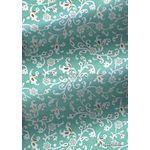 Chiffon Print | Glam Aqua Green Chiffon with White and Gold Glitter floral and paisley pattern, A4 - curled | PaperSource