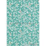 Chiffon Print | Glam Aqua Green Chiffon with White and Gold Glitter floral and paisley pattern, A4 | PaperSource