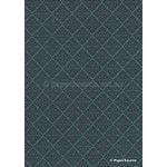 Chiffon Print | Baroque Teal Green Blue Chiffon with Black Damask Print, A4 | PaperSource