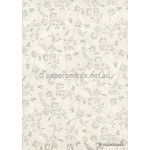 Chiffon Enchanted White with Silver and Glitter Floral Print A4 paper | PaperSource