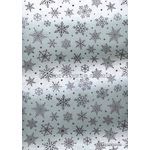 Flat Foil Snowflake | White Chiffon with Black foiled Winter or Christmas pattern, A4 - curled | PaperSource