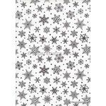 Flat Foil Snowflake | White Chiffon with Black foiled Winter or Christmas pattern, A4 | PaperSource