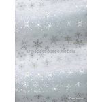 Flat Foil Snowflake | White Chiffon with Silver foiled Winter or Christmas pattern, A4 - curled | PaperSource