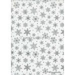 Flat Foil Snowflake | White Chiffon with Silver foiled Winter or Christmas pattern, A4 | PaperSource