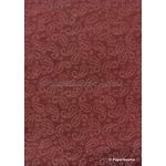 Chiffon Print | Mini Paisley Maroon Deep Red Chiffon with Small Paisley Glitter pattern on A4 | PaperSource