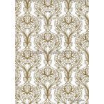 Chiffon Print | Peacock White Chiffon with Gold Damask Feather pattern, A4 | PaperSource