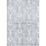 Chiffon Print | Peacock White Chiffon with White Damask Feather pattern, A4 | PaperSource