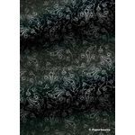 Chiffon Print | Bollywood Black Chiffon with Silver and Glitter Floral Print, A4 - curled | PaperSource