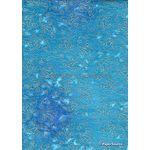 Chiffon | Bollywood Blue and Teal Chiffon with Silver Glitter Print | PaperSource