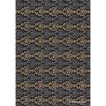 Chiffon Print | Regalia Black Chiffon with Beige and Grey Damask pattern, A4 | PaperSource