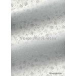 Chiffon Flair White with Silver and Glitter Floral Print A4 paper | PaperSource