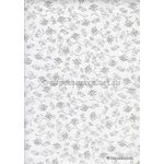Chiffon Flair White with Silver and Glitter Floral Print A4 paper | PaperSource