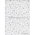 Chiffon Print | Flair White Chiffon with Silver and Glitter Floral Print, A4 | PaperSource