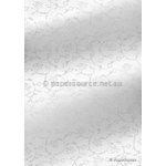 Chiffon Dainty White with Silver and Glitter Floral Print A4 paper | PaperSource