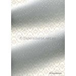 Chiffon Print | Persian White Chiffon with White Glitter Floral pattern, A4 - curled | PaperSource