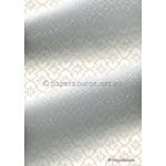 Chiffon Persian White with Silver and Glitter Floral Print A4 paper | PaperSource