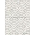 Chiffon Print | Persian White Chiffon with White Glitter Floral pattern, A4 | PaperSource