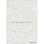 Chiffon Clematis White with Silver and Glitter Floral Print A4 paper | PaperSource