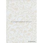 Chiffon Print | Clematis White Chiffon with White Glitter Floral Print, A4 | PaperSource
