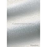 Chiffon Print | Intricate White Chiffon with Silver Glitter Floral Print, A4 - curled | PaperSource